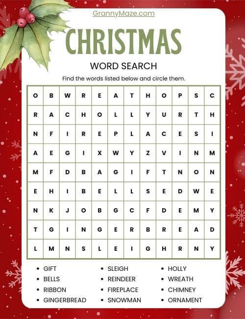 Large Print Christmas Word Search Fun for Seniors: Easy to See & Play